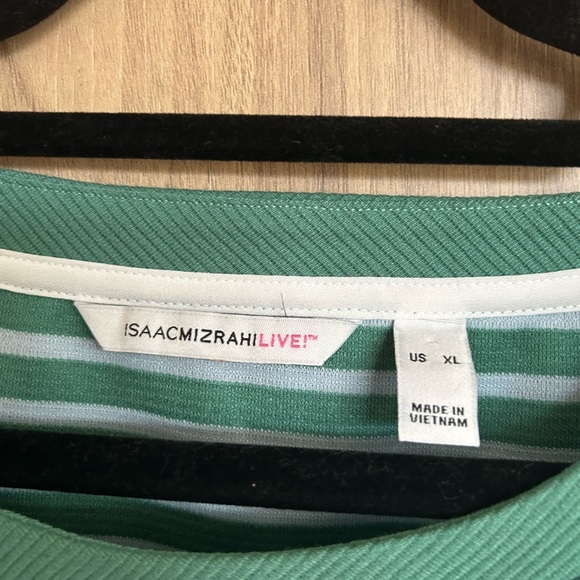 Isaac Mizrahi Live! Textured Ottoman Stripe Layered Pullover Shirt Green XL - Picture 7 of 9